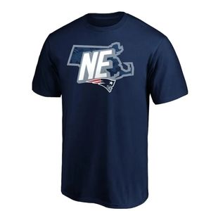 NFL Team Apparel Navy New England Patriots Tricode State T-Shirt Men's Medium.